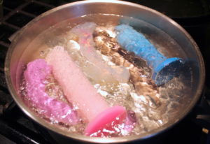 Boiling sex toys to clean them